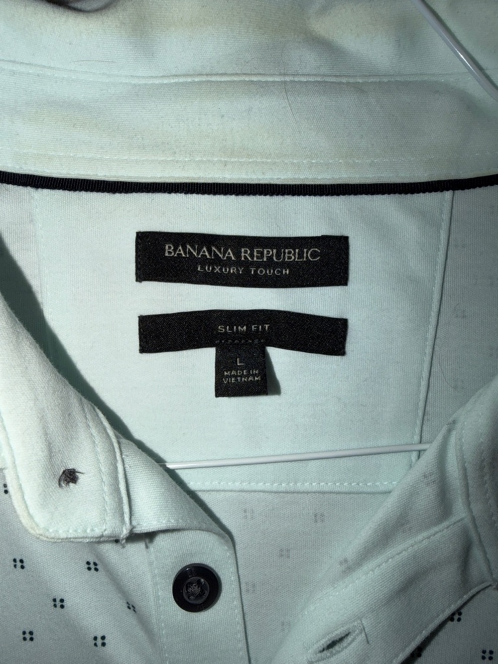 Banana Republic Light Blue Polo with Micro Dot Print - Picture 3 of 5